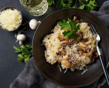 Pilzrisotto mit Parmesan, Weingut Lena Flubacher